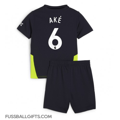 Manchester City Nathan Ake #6 Fußballbekleidung Auswärtstrikot Kinder 2024-25 Kurzarm (+ kurze hosen)